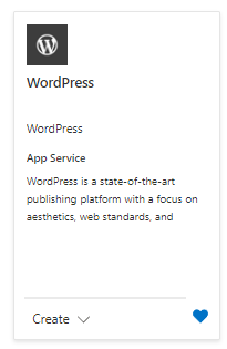 Screenshot of WordPress in Azure Marketplace